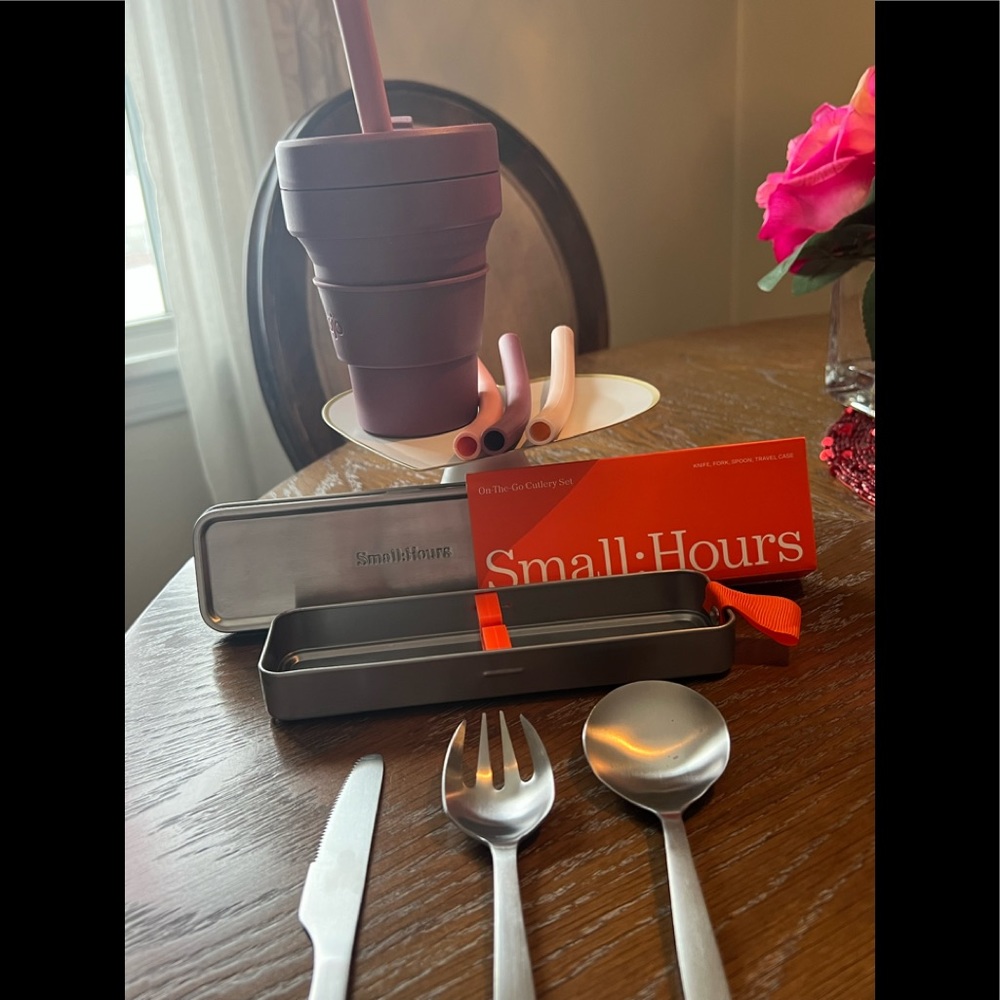 Stojo Collapsable Cup & Small Hours On The Go Cutlery Set 🥤 🍴